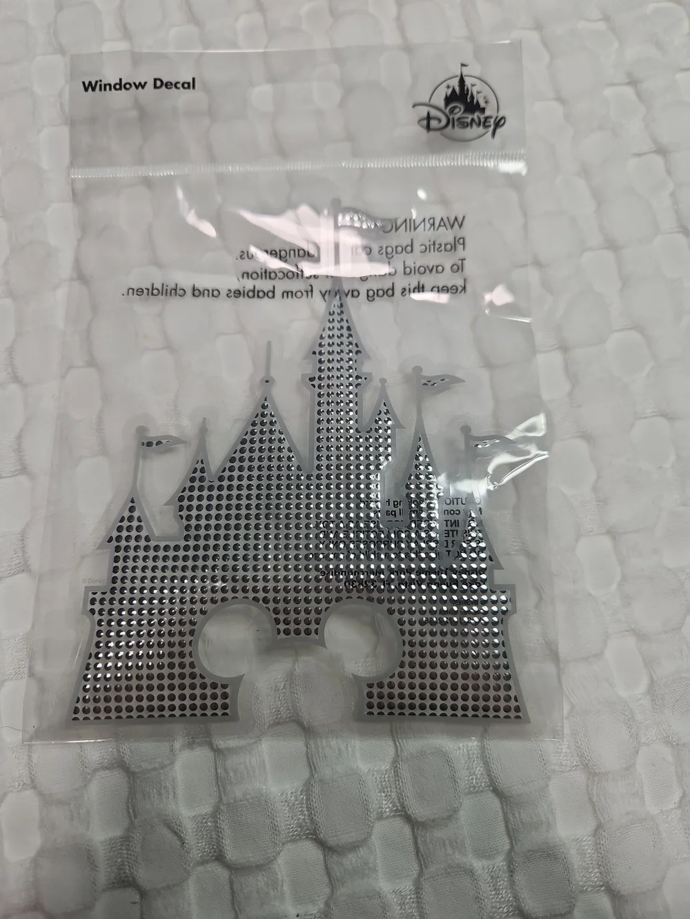 Disney Silver Castle Window Decal with Mickey Silhouette